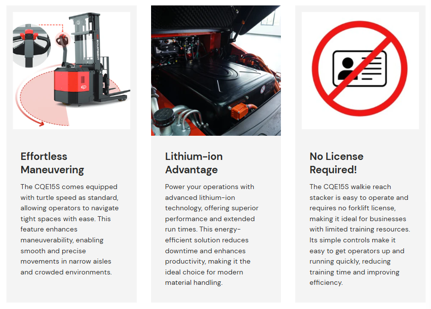 [EP] CQE15S - 1.5 Tonne Walkie Reach Stacker (Lithium)